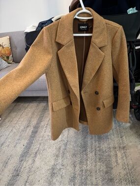 ONLY Camel Double-Breasted Blazer Coat